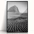 Framed acrylic art piece showcasing a stunning landscape of sand dunes, featuring soft beige and golden hues, perfect for modern home decor.