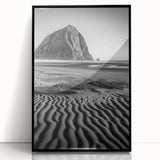 Framed acrylic art piece showcasing a stunning landscape of sand dunes, featuring soft beige and golden hues, perfect for modern home decor.