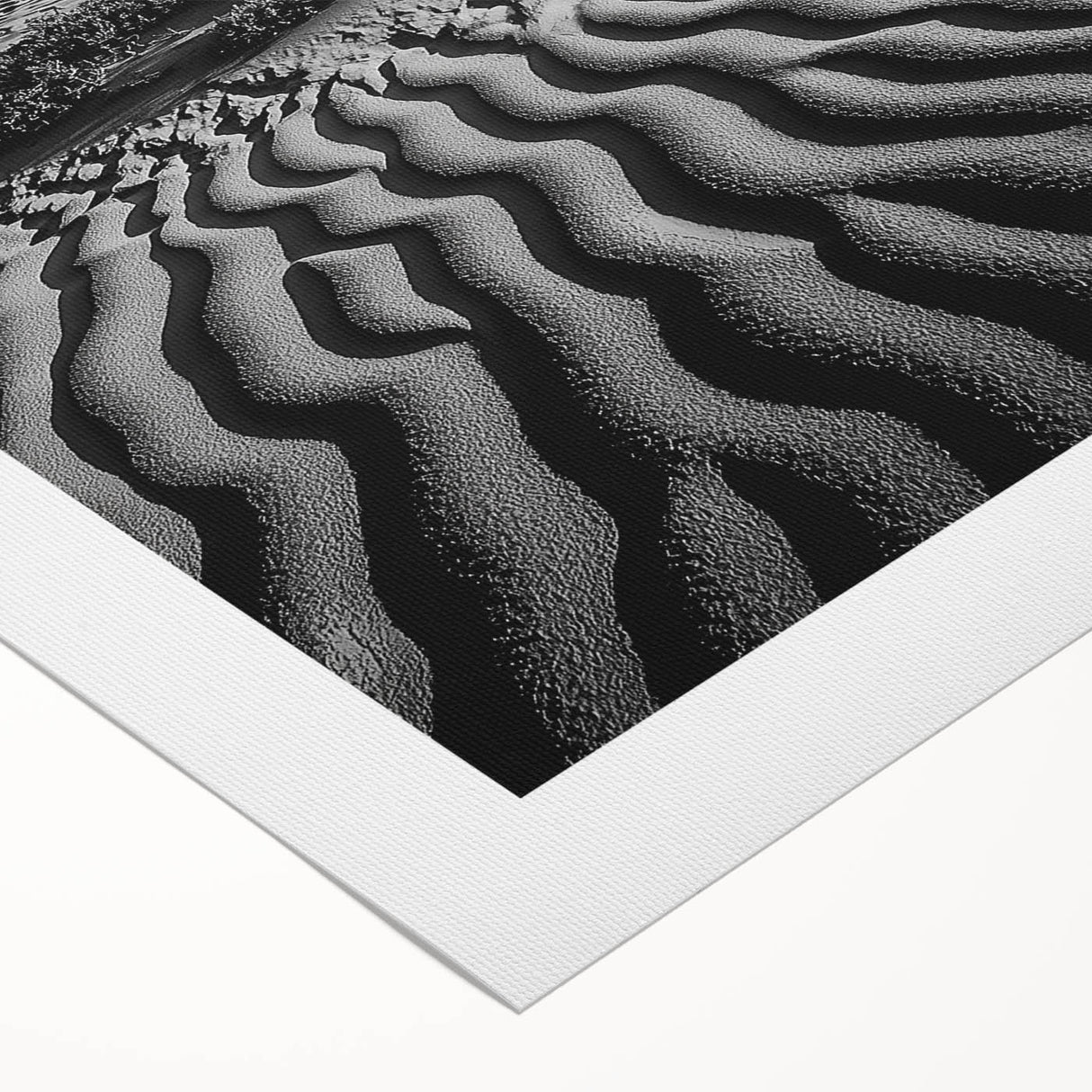 Rolled canvas showcasing a stunning desert landscape with golden sand dunes under a vibrant blue sky, elegantly packaged in a protective cardboard tube, ideal for home decor.