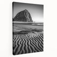 Stretched canvas artwork depicting serene desert dunes at sunset, showcasing warm orange and golden hues, perfect for contemporary home decor.