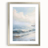 Silver-framed landscape artwork with a white mat, showcasing vibrant natural scenery, ideal for home decor or gallery displays, enhancing any interior aesthetic.