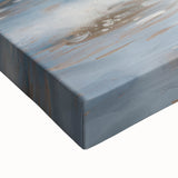 Close-up of a stretched canvas showcasing a vibrant landscape design, featuring rich colors and intricate details, perfect for home decor or office art.