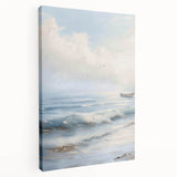 Stretched canvas artwork showcasing a vibrant landscape design, viewed from the side, emphasizing rich colors and textured details ideal for home decor.