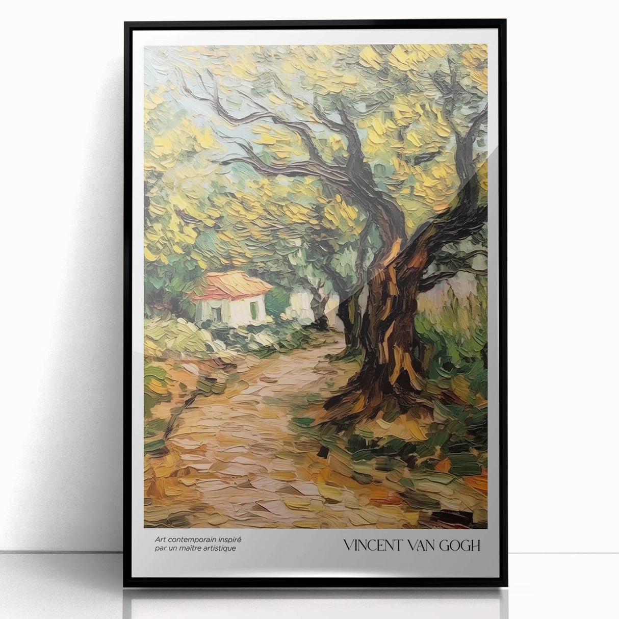 Large abstract wall art featuring swirling blues and yellows on a framed acrylic, ideal for modern living room decor.