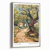 Impressionist landscape art painting depicting a vibrant, colorful scene on a framed canvas.