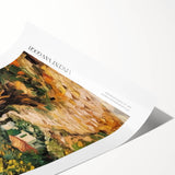 Extra large wall art featuring impressionist-style line art flowers in vibrant hues on a rolled canvas.