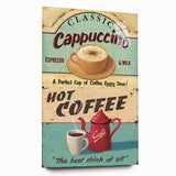 Classic Cappuccino & Hot Coffee Vintage Retro Poster Art – Coffee Print