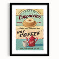 Classic Cappuccino & Hot Coffee Vintage Retro Poster Art – Coffee Print