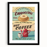 Classic Cappuccino & Hot Coffee Vintage Retro Poster Art – Coffee Print