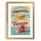 Classic Cappuccino & Hot Coffee Vintage Retro Poster Art – Coffee Print