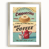 Classic Cappuccino & Hot Coffee Vintage Retro Poster Art – Coffee Print