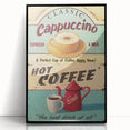 Classic Cappuccino & Hot Coffee Vintage Retro Poster Art – Coffee Print
