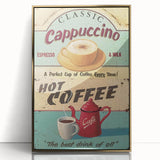 Classic Cappuccino & Hot Coffee Vintage Retro Poster Art – Coffee Print