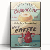 Classic Cappuccino & Hot Coffee Vintage Retro Poster Art – Coffee Print