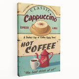 Classic Cappuccino & Hot Coffee Vintage Retro Poster Art – Coffee Print