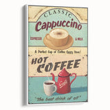 Classic Cappuccino & Hot Coffee Vintage Retro Poster Art – Coffee Print
