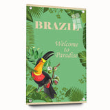 Brazil Retro Travel Poster | Tropical Paradise & Toucan Art