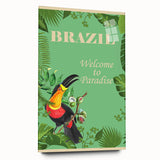 Brazil Retro Travel Poster | Tropical Paradise & Toucan Art