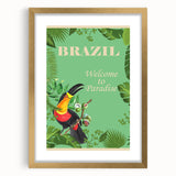 Brazil Retro Travel Poster | Tropical Paradise & Toucan Art