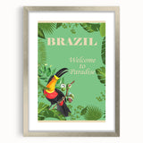 Brazil Retro Travel Poster | Tropical Paradise & Toucan Art