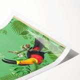 Brazil Retro Travel Poster | Tropical Paradise & Toucan Art