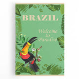 Brazil Retro Travel Poster | Tropical Paradise & Toucan Art