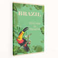 Brazil Retro Travel Poster | Tropical Paradise & Toucan Art