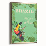 Brazil Retro Travel Poster | Tropical Paradise & Toucan Art