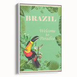 Brazil Retro Travel Poster | Tropical Paradise & Toucan Art