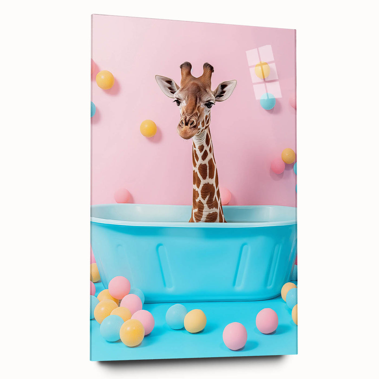 Colorful Giraffe Bathroom Wall Art - Playful Pastel Decor