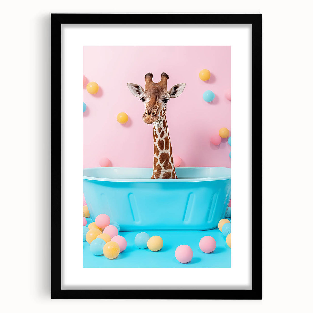 Colorful Giraffe Bathroom Wall Art - Playful Pastel Decor