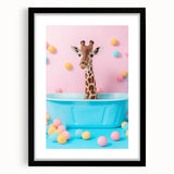 Colorful Giraffe Bathroom Wall Art - Playful Pastel Decor