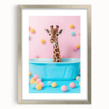 Colorful Giraffe Bathroom Wall Art - Playful Pastel Decor