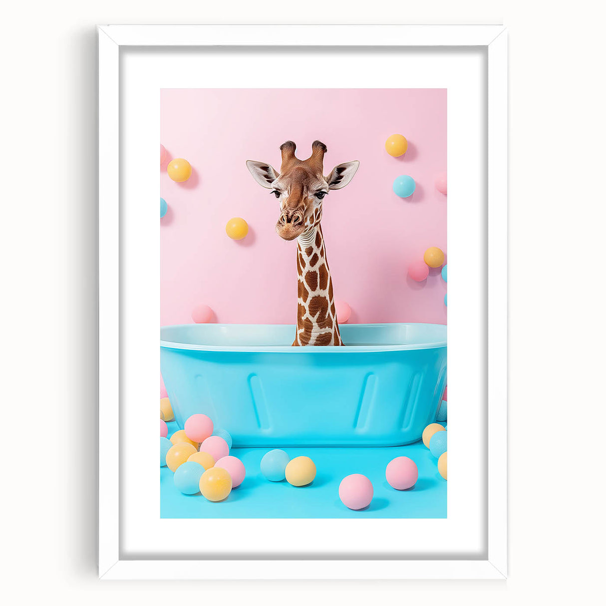 Colorful Giraffe Bathroom Wall Art - Playful Pastel Decor