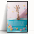 Colorful Giraffe Bathroom Wall Art - Playful Pastel Decor
