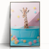 Colorful Giraffe Bathroom Wall Art - Playful Pastel Decor
