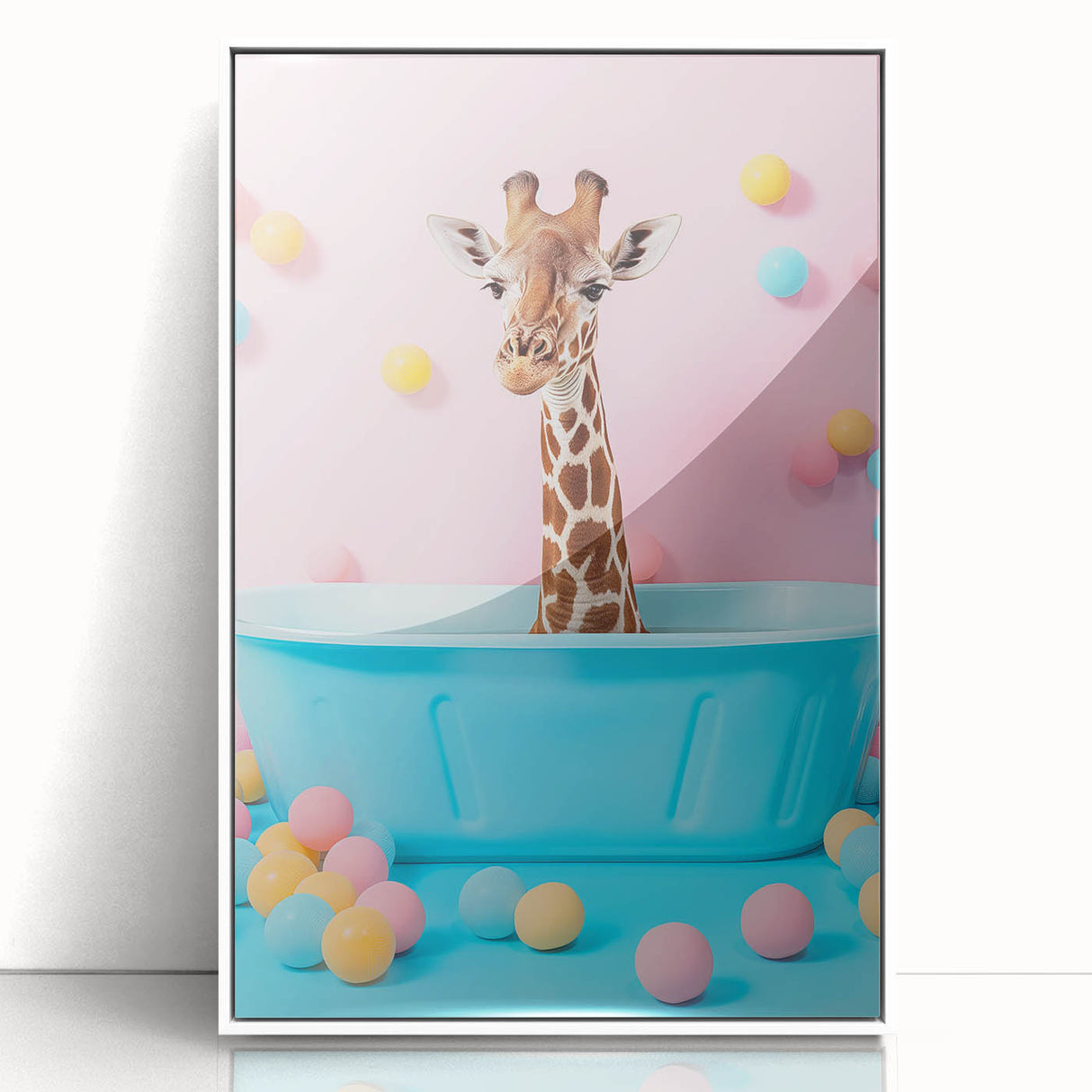 Colorful Giraffe Bathroom Wall Art - Playful Pastel Decor
