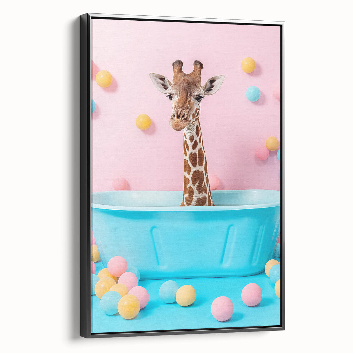 Colorful Giraffe Bathroom Wall Art - Playful Pastel Decor