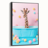 Colorful Giraffe Bathroom Wall Art - Playful Pastel Decor