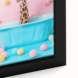 Colorful Giraffe Bathroom Wall Art - Playful Pastel Decor