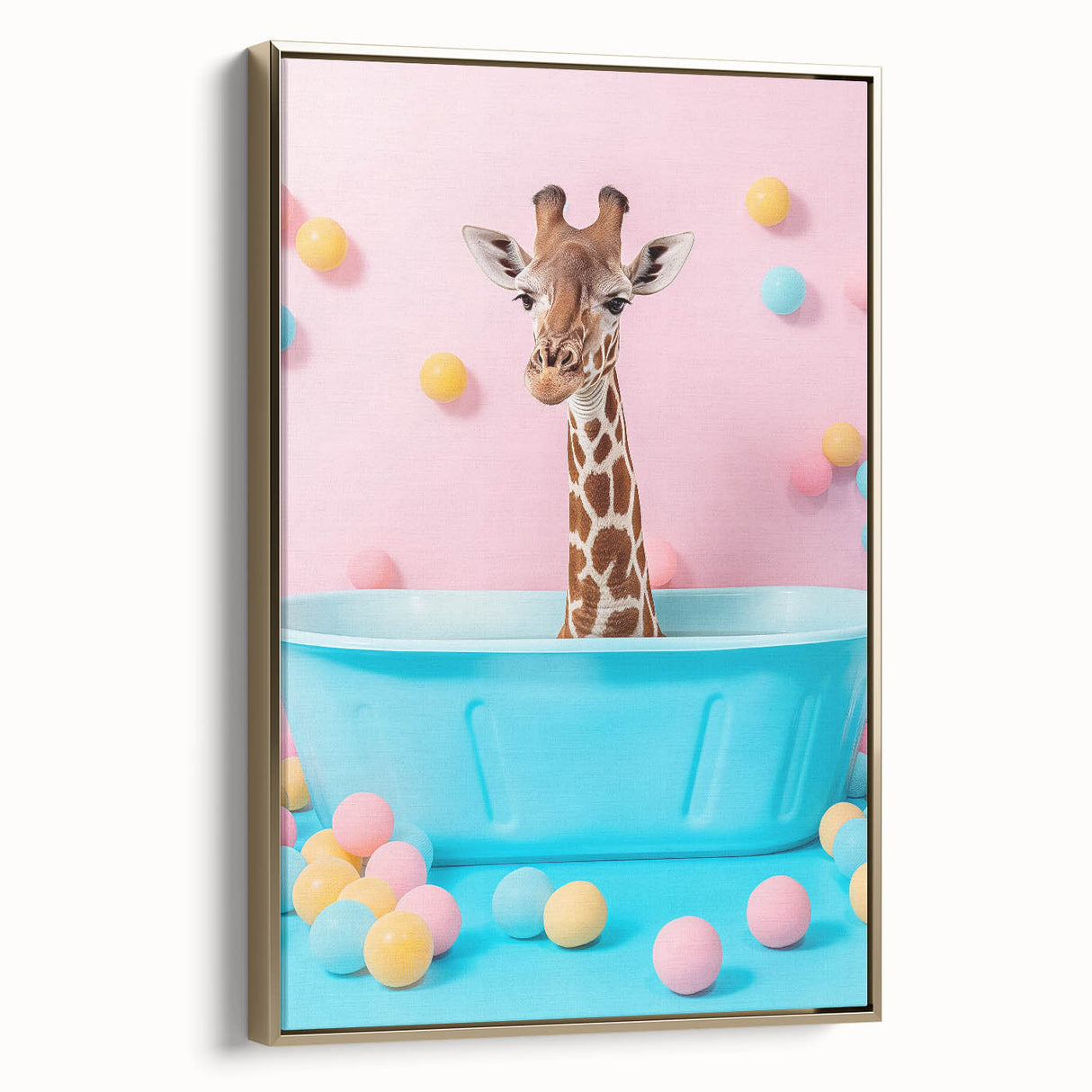 Colorful Giraffe Bathroom Wall Art - Playful Pastel Decor