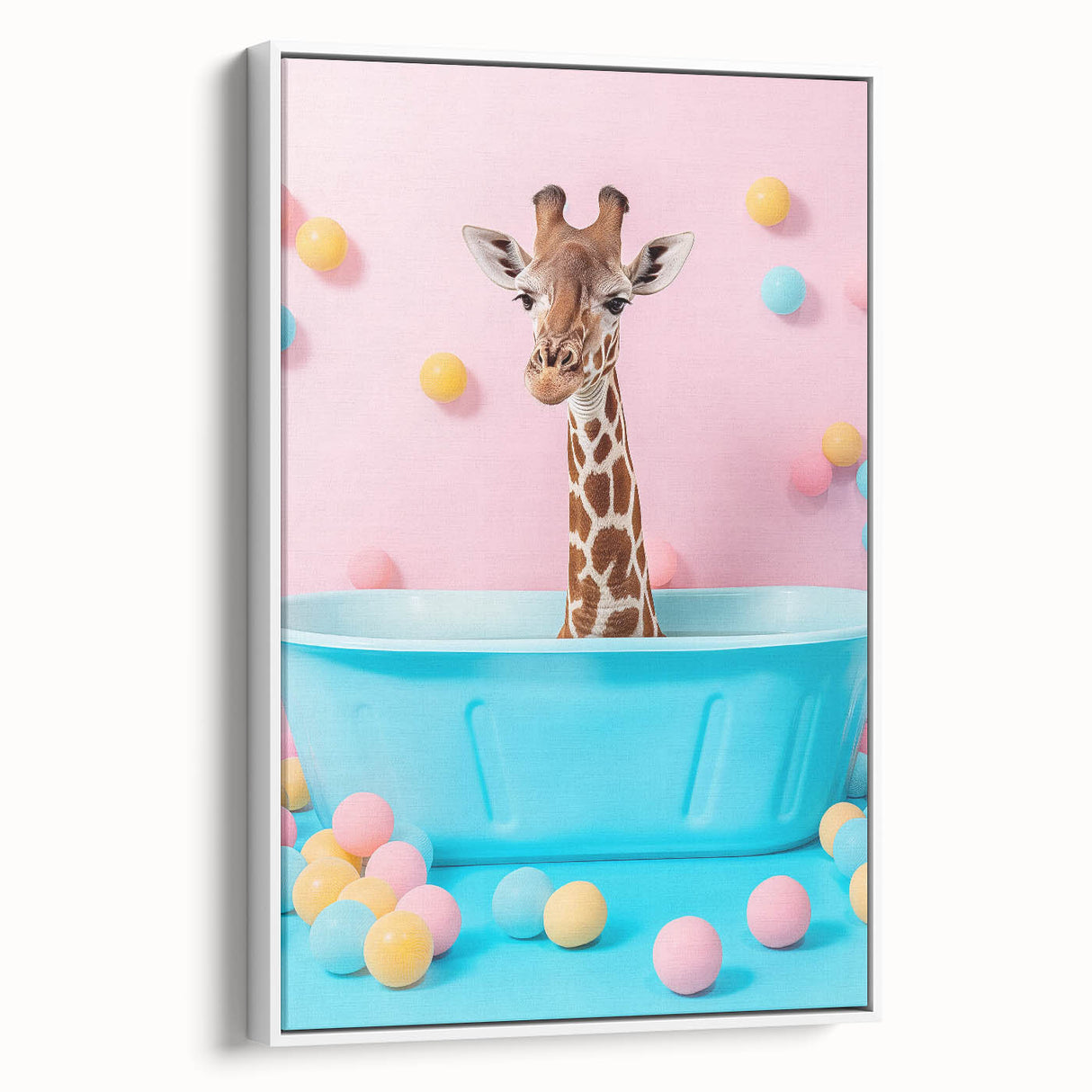 Colorful Giraffe Bathroom Wall Art - Playful Pastel Decor