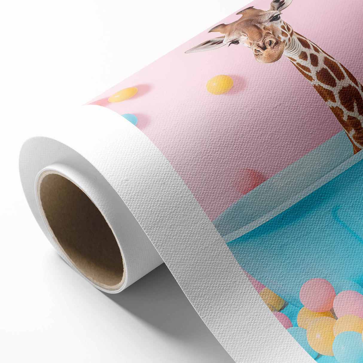 Colorful Giraffe Bathroom Wall Art - Playful Pastel Decor