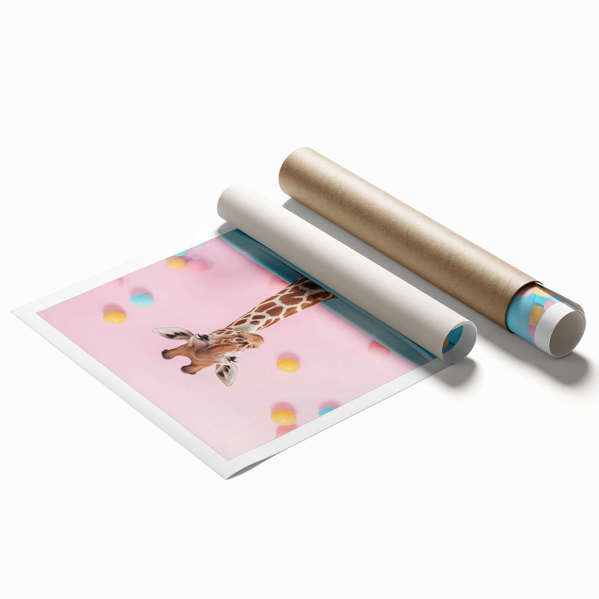 Colorful Giraffe Bathroom Wall Art - Playful Pastel Decor
