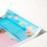 Colorful Giraffe Bathroom Wall Art - Playful Pastel Decor