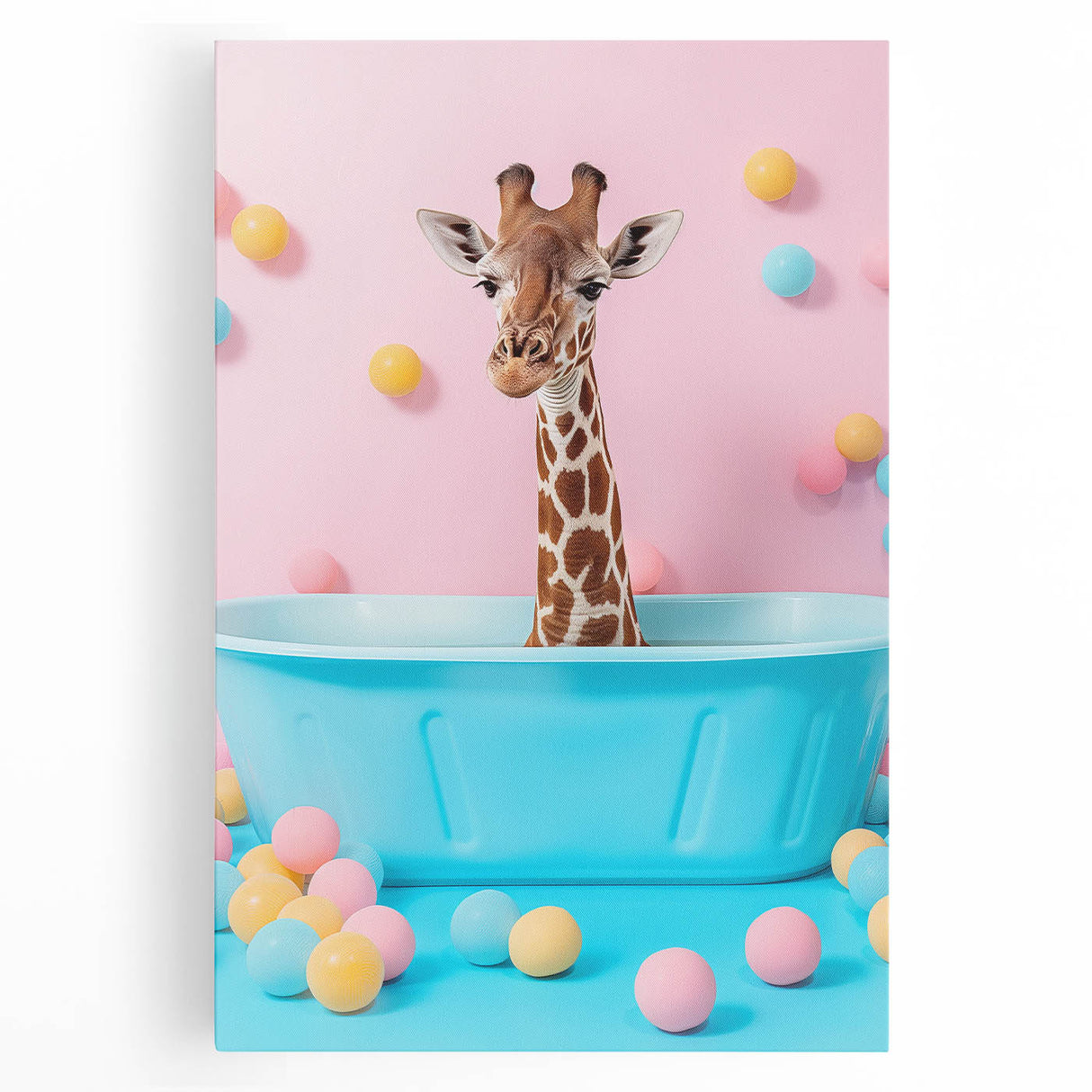 Colorful Giraffe Bathroom Wall Art - Playful Pastel Decor