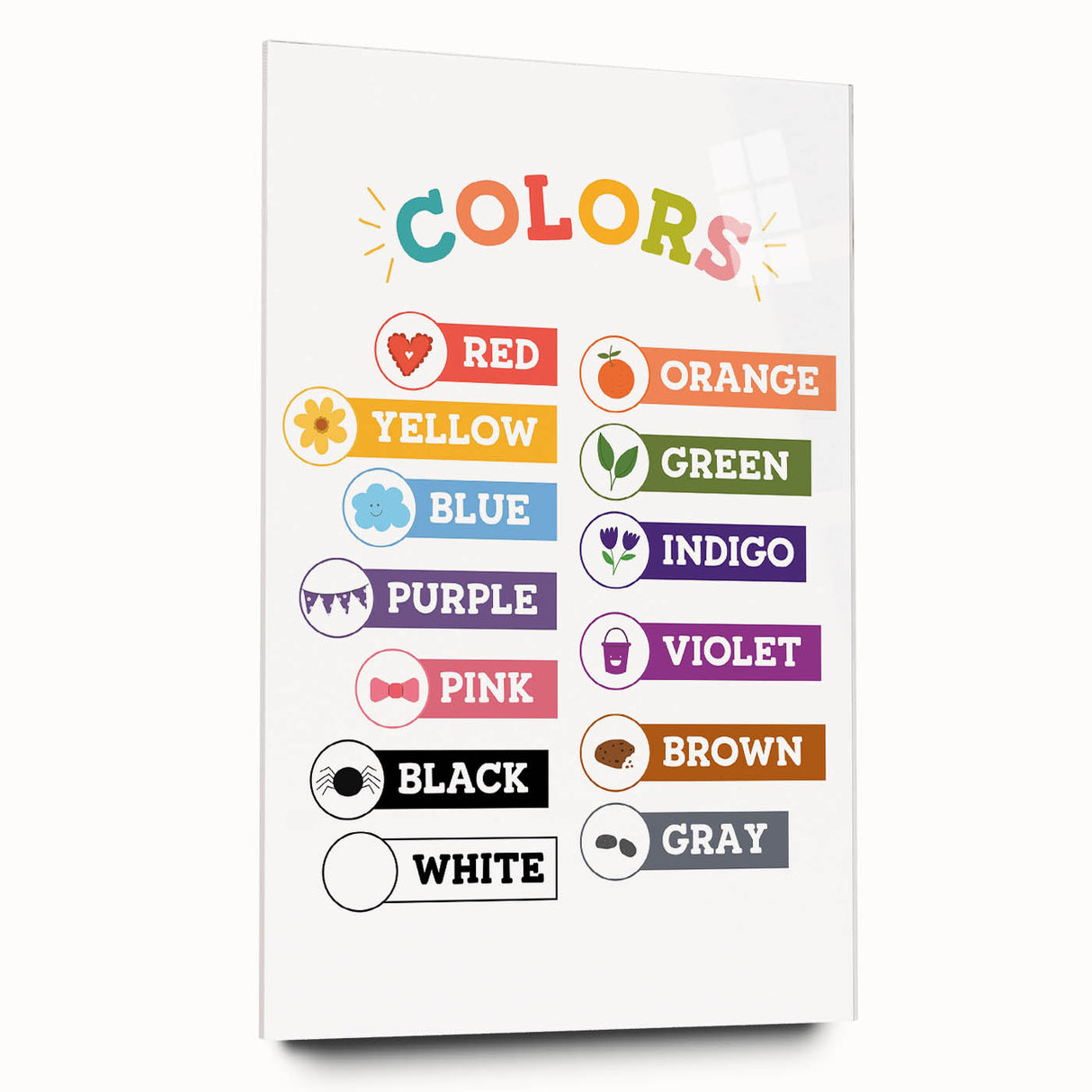 Colors Learning Wall Art - Kids Educational Color Chart Poster
