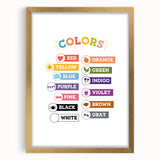 Colors Learning Wall Art - Kids Educational Color Chart Poster