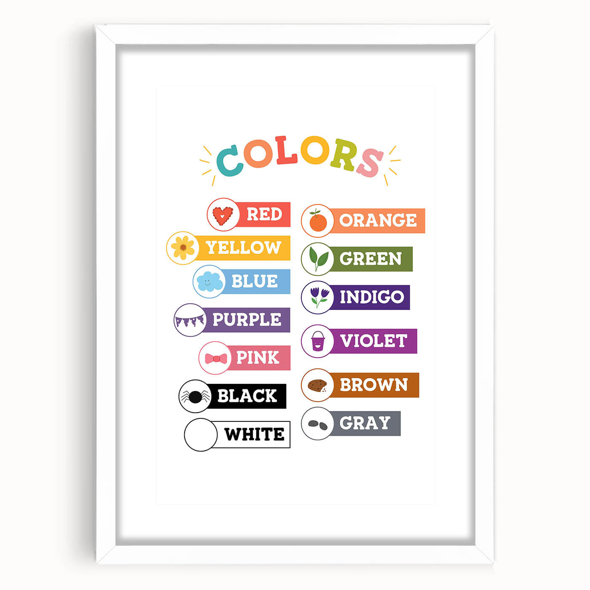 Colors Learning Wall Art - Kids Educational Color Chart Poster