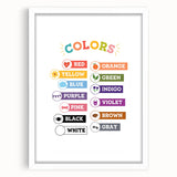 Colors Learning Wall Art - Kids Educational Color Chart Poster